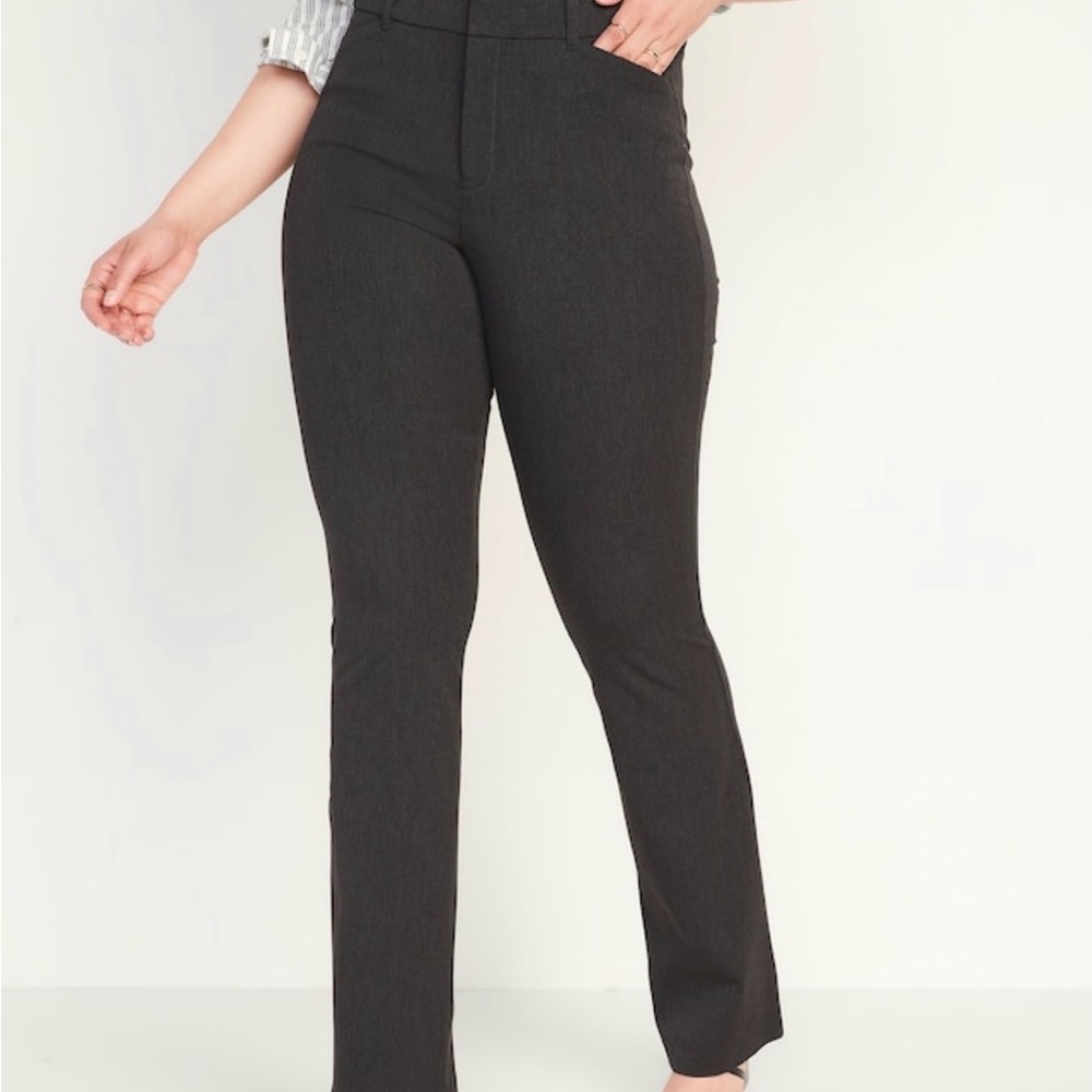 Old Navy High-Waisted Pixie Flare Office Pants in Dark Heather Gray